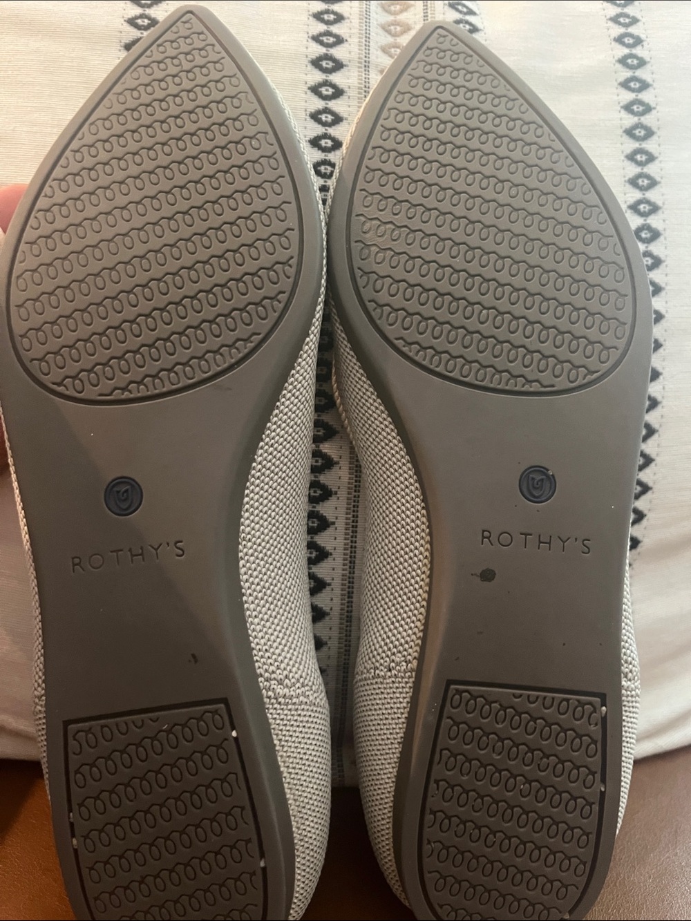 Rothy's Pointed Knit Flats in Cream with Blue Trim - Picture 3 of 4